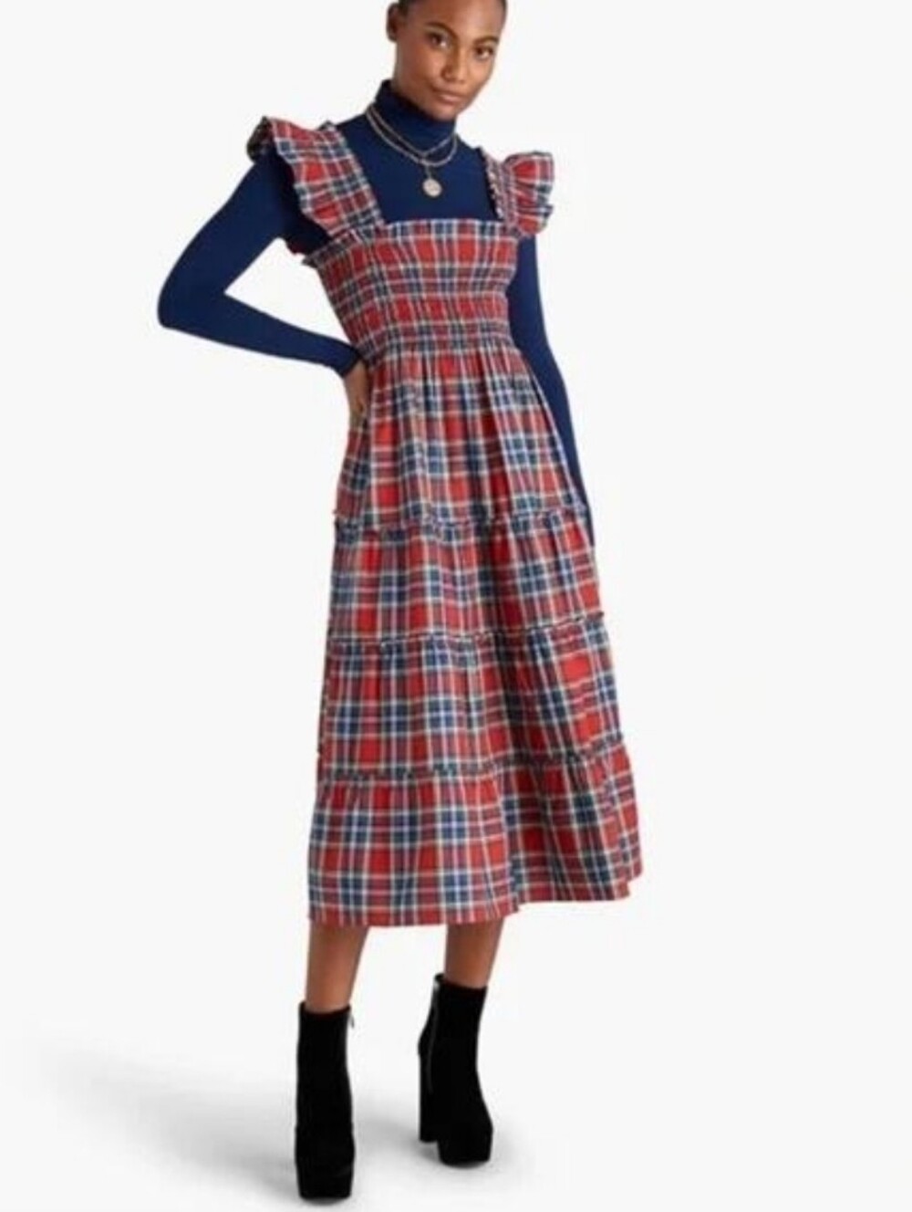 Hill House Home Ellie Nap dress size L tartan plaid - Picture 2 of 11